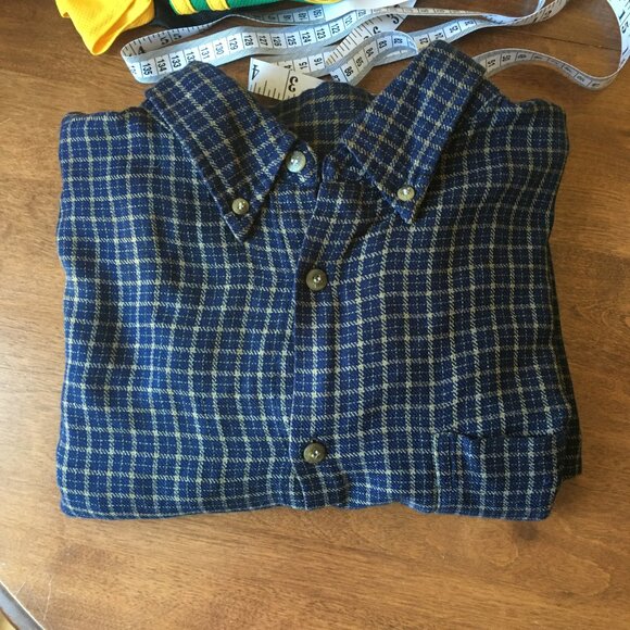 GORDIE HOWE Button Shirt L VINTAGE blue brown plaid embroidered - Picture 14 of 14